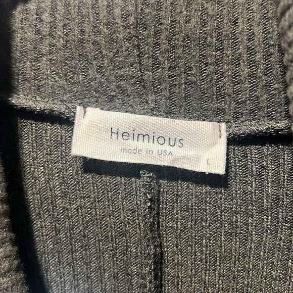 Heimious Knit Top Olive Green Large Dolman Sleeves Cowlneck Ribbed Oversized USA - Picture 4 of 8